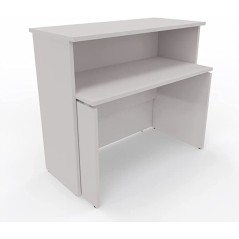 NEWFORM - Bancone 125 cm con scrivania 120 cm piano e fianchi in legno per uffici, negozi, reception - Colore Grigio