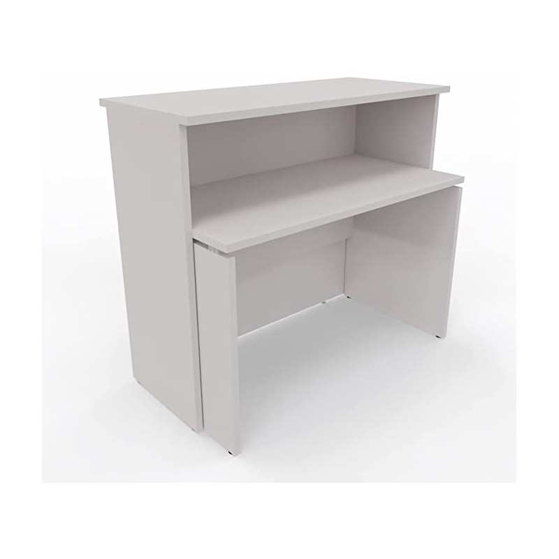 NEWFORM - Bancone 125 cm con scrivania 120 cm piano e fianchi in legno per uffici, negozi, reception - Colore Grigio