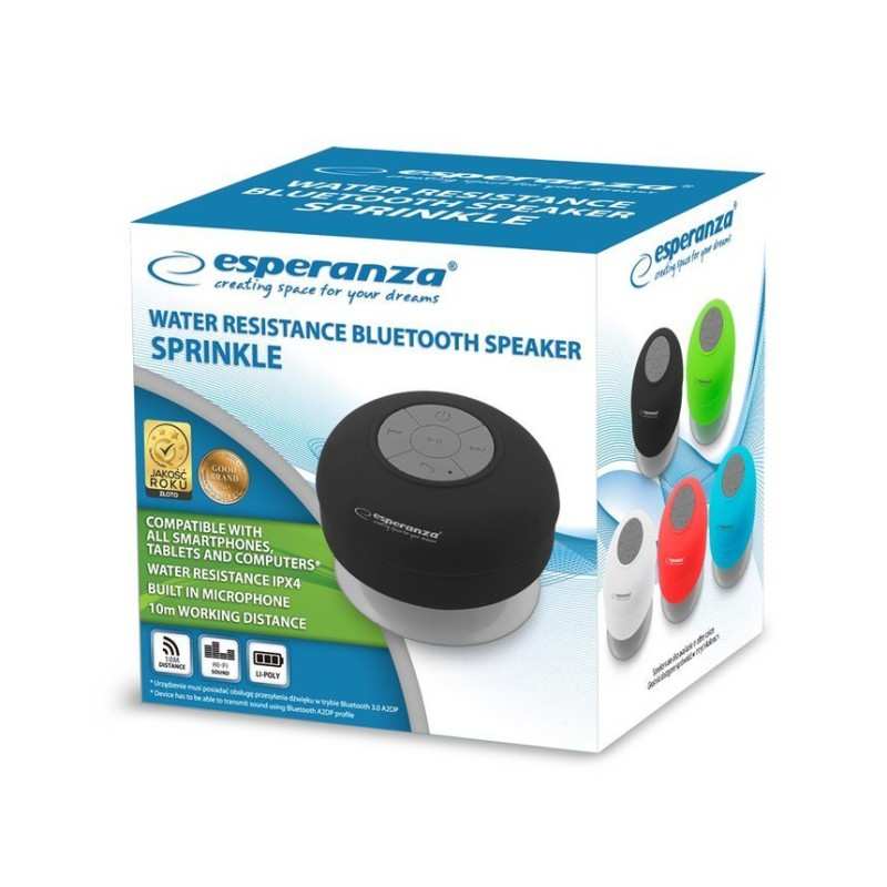 Esperanza - Altoparlante Bluetooth resistente all'acqua - Colore Nero