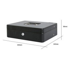 HER-3024 Valigetta nera portadenaro in acciaio con chiave adatto per sagre, eventi e fiere 30x24cm