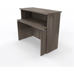 NEWFORM - Bancone 125 cm con scrivania 120 cm piano e fianchi in legno per uffici, negozi, reception - Colore Olmo Tundra