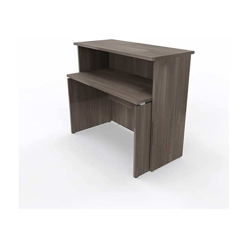 NEWFORM - Bancone 125 cm con scrivania 120 cm piano e fianchi in legno per uffici, negozi, reception - Colore Olmo Tundra