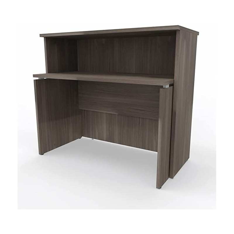 NEWFORM - Bancone 125 cm con scrivania 120 cm piano e fianchi in legno per uffici, negozi, reception - Colore Olmo Tundra