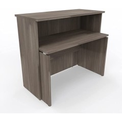 NEWFORM - Bancone 125 cm con scrivania 120 cm piano e fianchi in legno per uffici, negozi, reception - Colore Olmo Tundra