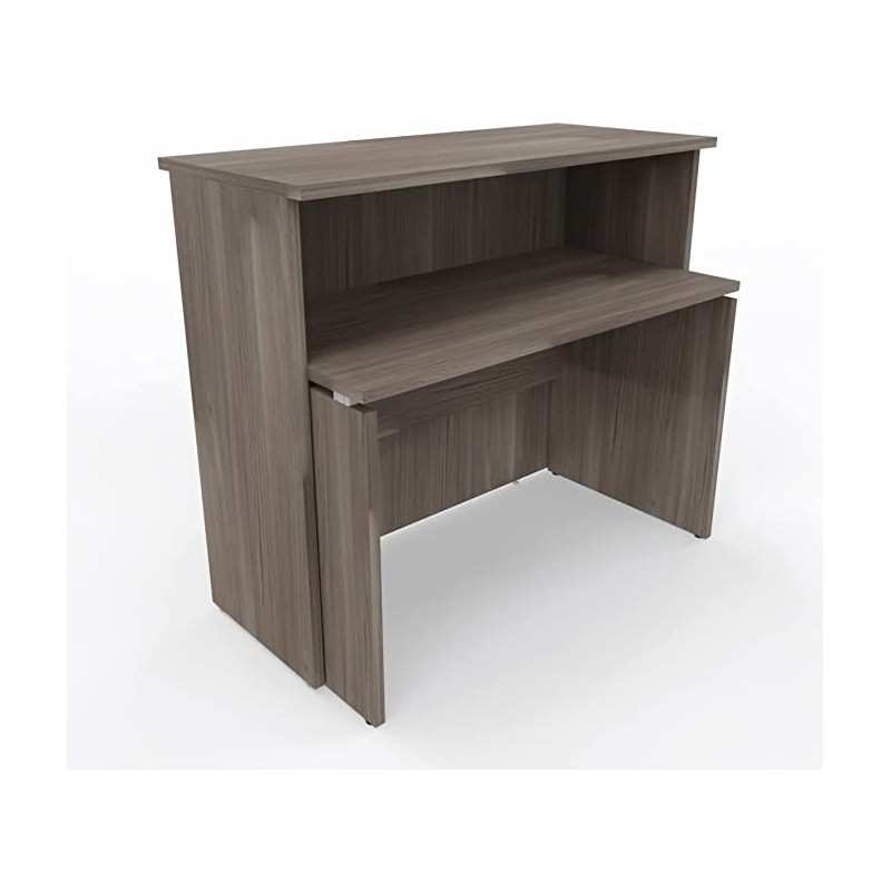 NEWFORM - Bancone 125 cm con scrivania 120 cm piano e fianchi in legno per uffici, negozi, reception - Colore Olmo Tundra