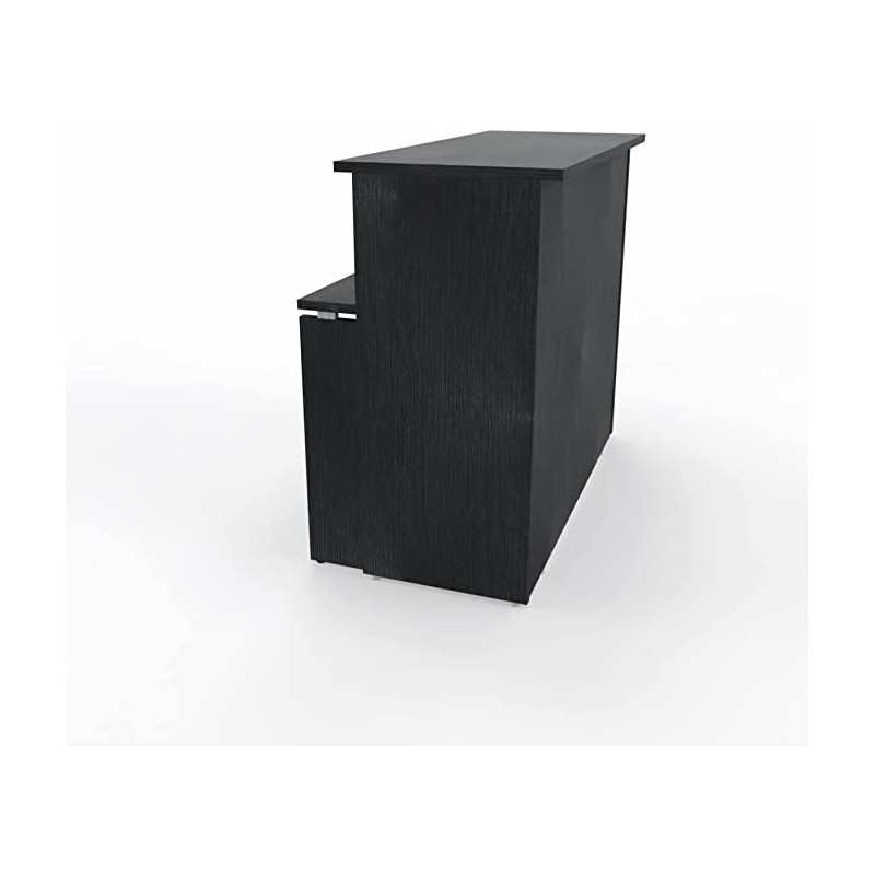 NEWFORM - Bancone 125 cm con scrivania 120 cm piano e fianchi in legno per uffici, negozi, reception - Colore Noce Tenebra