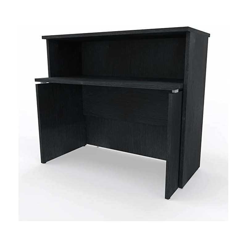 NEWFORM - Bancone 125 cm con scrivania 120 cm piano e fianchi in legno per uffici, negozi, reception - Colore Noce Tenebra