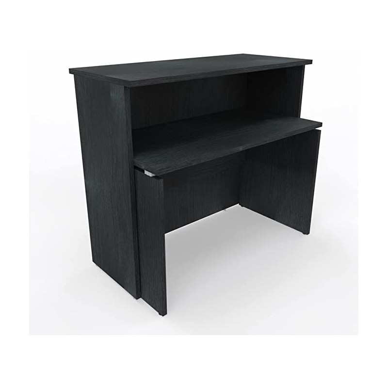 NEWFORM - Bancone 125 cm con scrivania 120 cm piano e fianchi in legno per uffici, negozi, reception - Colore Noce Tenebra