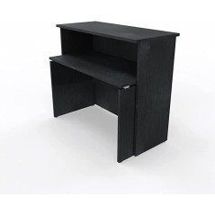 NEWFORM - Bancone 125 cm con scrivania 120 cm piano e fianchi in legno per uffici, negozi, reception - Colore Noce Tenebra