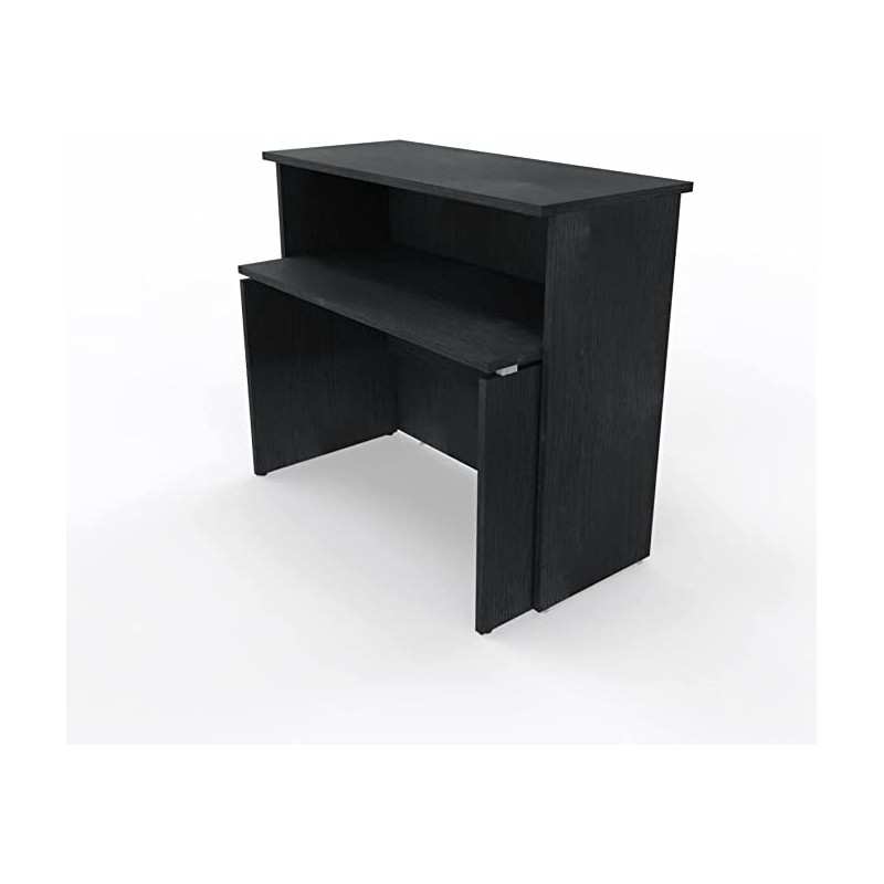 NEWFORM - Bancone 125 cm con scrivania 120 cm piano e fianchi in legno per uffici, negozi, reception - Colore Noce Tenebra