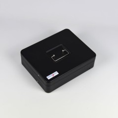 HER-3024 Valigetta nera portadenaro in acciaio con chiave adatto per sagre, eventi e fiere 30x24cm