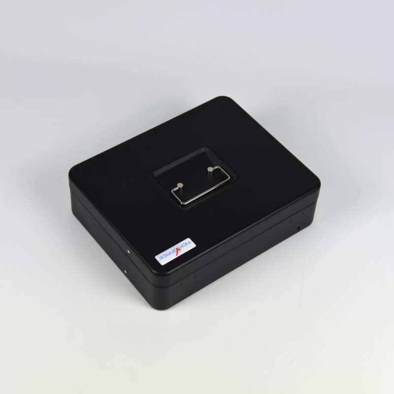 HER-3024 Valigetta nera portadenaro in acciaio con chiave adatto per sagre, eventi e fiere 30x24cm