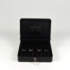 HER-3024 Valigetta nera portadenaro in acciaio con chiave adatto per sagre, eventi e fiere 30x24cm