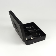 HER-3024 Valigetta nera portadenaro in acciaio con chiave adatto per sagre, eventi e fiere 30x24cm