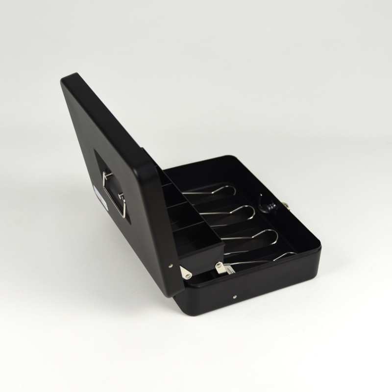 HER-3024 Valigetta nera portadenaro in acciaio con chiave adatto per sagre, eventi e fiere 30x24cm