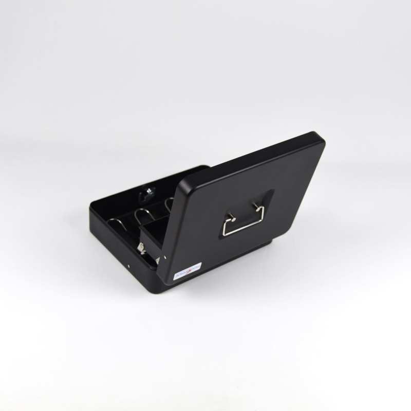 HER-3024 Valigetta nera portadenaro in acciaio con chiave adatto per sagre, eventi e fiere 30x24cm