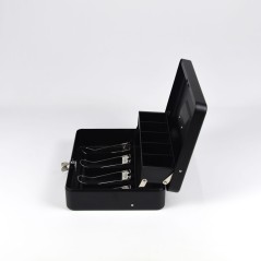 HER-3024 Valigetta nera portadenaro in acciaio con chiave adatto per sagre, eventi e fiere 30x24cm