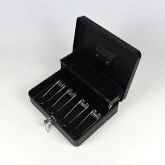 HER-3024 Valigetta nera portadenaro in acciaio con chiave adatto per sagre, eventi e fiere 30x24cm