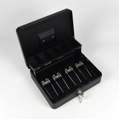 HER-3024 Valigetta nera portadenaro in acciaio con chiave adatto per sagre, eventi e fiere 30x24cm