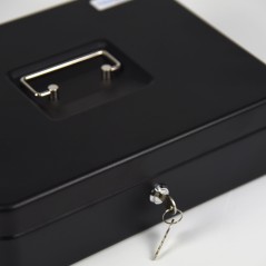 HER-3024 Valigetta nera portadenaro in acciaio con chiave adatto per sagre, eventi e fiere 30x24cm