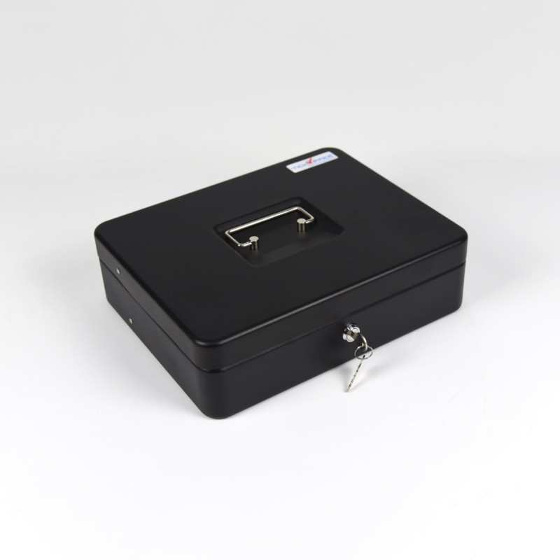 HER-3024 Valigetta nera portadenaro in acciaio con chiave adatto per sagre, eventi e fiere 30x24cm