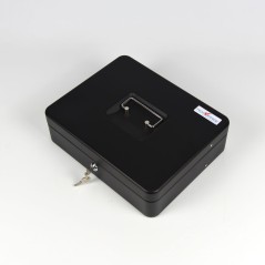 HER-3024 Valigetta nera portadenaro in acciaio con chiave adatto per sagre, eventi e fiere 30x24cm