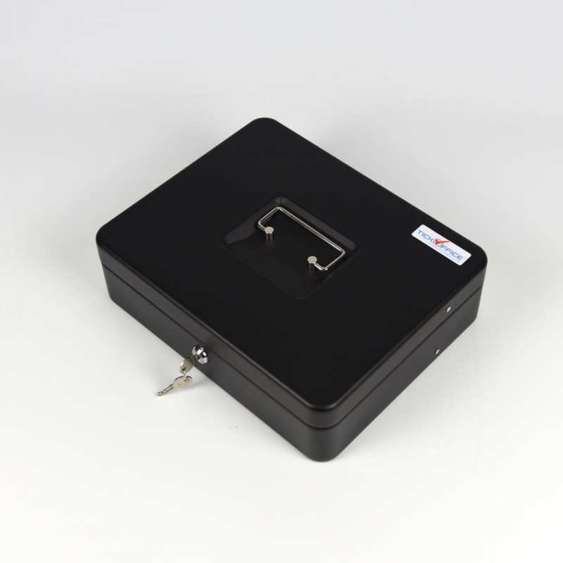 HER-3024 Valigetta nera portadenaro in acciaio con chiave adatto per sagre, eventi e fiere 30x24cm