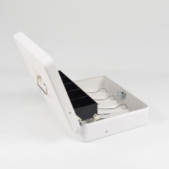 HER-3024 Valigetta bianca portadenaro in acciaio con chiave adatto per sagre, eventi e fiere