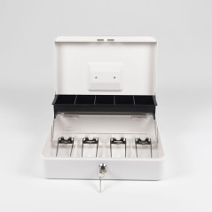 HER-3024 Valigetta bianca portadenaro in acciaio con chiave adatto per sagre, eventi e fiere