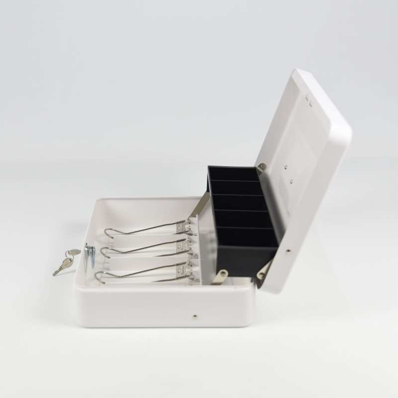 HER-3024 Valigetta bianca portadenaro in acciaio con chiave adatto per sagre, eventi e fiere