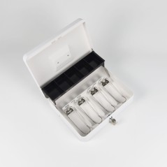 HER-3024 Valigetta bianca portadenaro in acciaio con chiave adatto per sagre, eventi e fiere