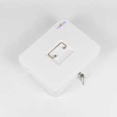 HER-3024 Valigetta bianca portadenaro in acciaio con chiave adatto per sagre, eventi e fiere