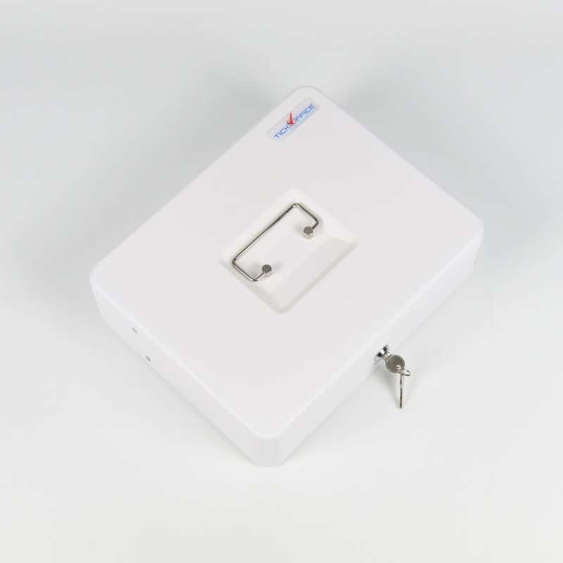 HER-3024 Valigetta bianca portadenaro in acciaio con chiave adatto per sagre, eventi e fiere