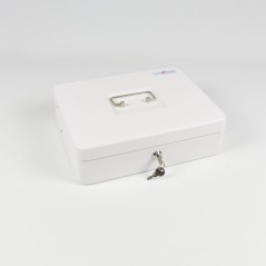 HER-3024 Valigetta bianca portadenaro in acciaio con chiave adatto per sagre, eventi e fiere