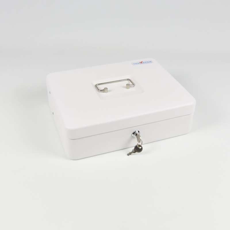 HER-3024 Valigetta bianca portadenaro in acciaio con chiave adatto per sagre, eventi e fiere