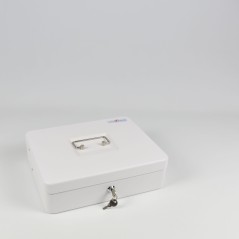 HER-3024 Valigetta bianca portadenaro in acciaio con chiave adatto per sagre, eventi e fiere