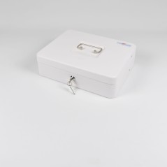 HER-3024 Valigetta bianca portadenaro in acciaio con chiave adatto per sagre, eventi e fiere