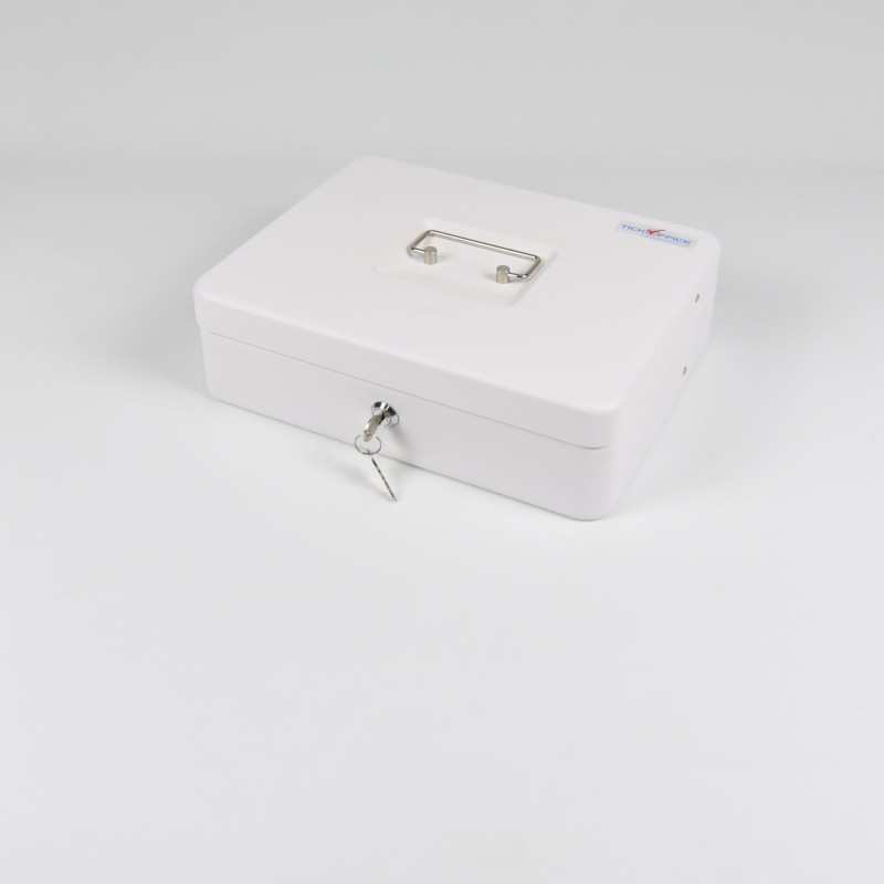 HER-3024 Valigetta bianca portadenaro in acciaio con chiave adatto per sagre, eventi e fiere