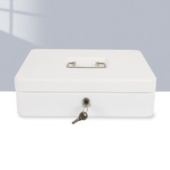 HER-3024 Valigetta bianca portadenaro in acciaio con chiave adatto per sagre, eventi e fiere