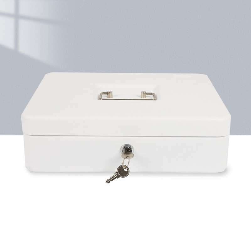 HER-3024 Valigetta bianca portadenaro in acciaio con chiave adatto per sagre, eventi e fiere