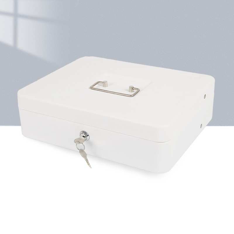 HER-3024 Valigetta bianca portadenaro in acciaio con chiave adatto per sagre, eventi e fiere