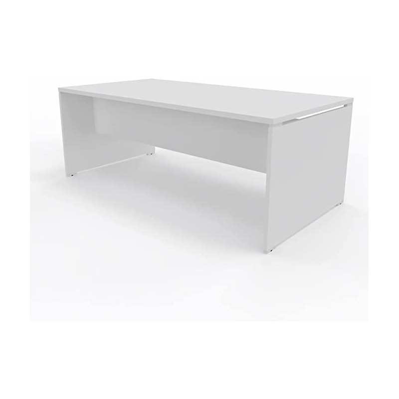 Scrivania 180x80 cm Bianco Seta con piano e gambe in legno Eidos