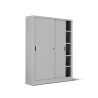 Armadio metallo ad ante scorrevoli 150x45x200H, 4+4 ripiani - Colore Grigio chiaro