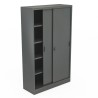 Armadio metallo ad ante scorrevoli 120x45x200H, 4 ripiani - Colore Antracite