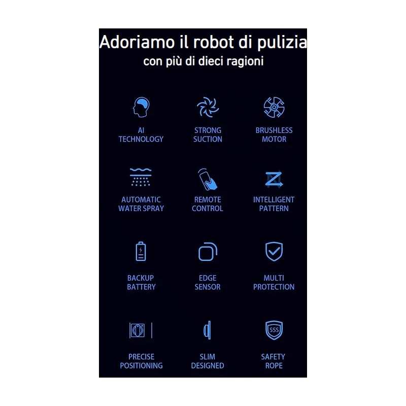 Mamibot iGLASSBOT W120-F Robot lavavetri Automatico Pulizia vetri con funzione di auto-spruzzo d'acqua - colore bianco