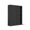 Armadio metallo ad ante scorrevoli 150x45x200H, 4+4 ripiani - Colore Nero