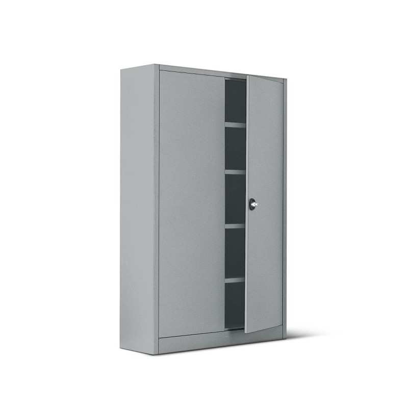 Armadio metallo ad ante battenti 100x45x200H, 4 ripiani - Colore Metallizzato