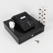 Registratore di cassa con batteria cassetto repeater per ambulanti TELEMATICO AURA RT - attivazione inclusa nero - kit completo