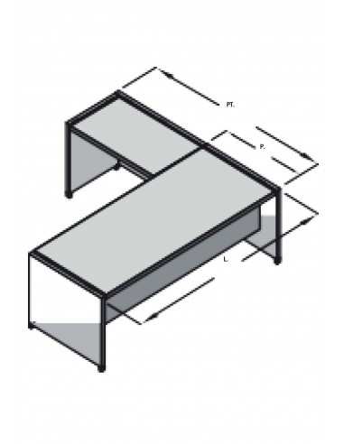 Scrivania con piano e gambe in legno, con appendice Tower Evo