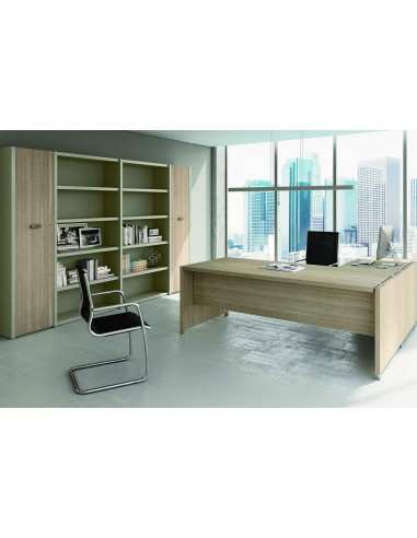 Scrivania con piano e gambe in legno, con appendice Tower Evo